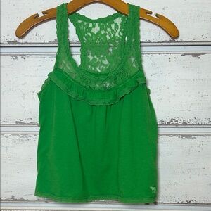 Y2K Abercrombie & Fitch Green Lace Racerback Tank Top | S